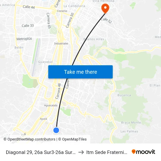 Diagonal 29, 26a Sur3-26a Sur217 to Itm Sede Fraternidad map