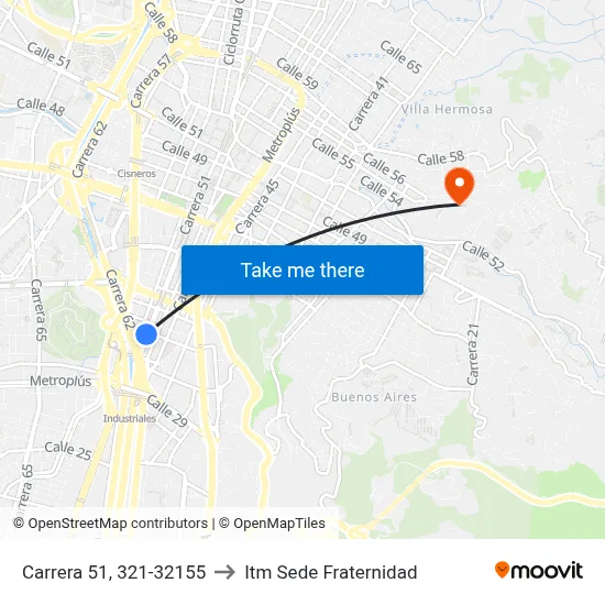 Carrera 51, 321-32155 to Itm Sede Fraternidad map