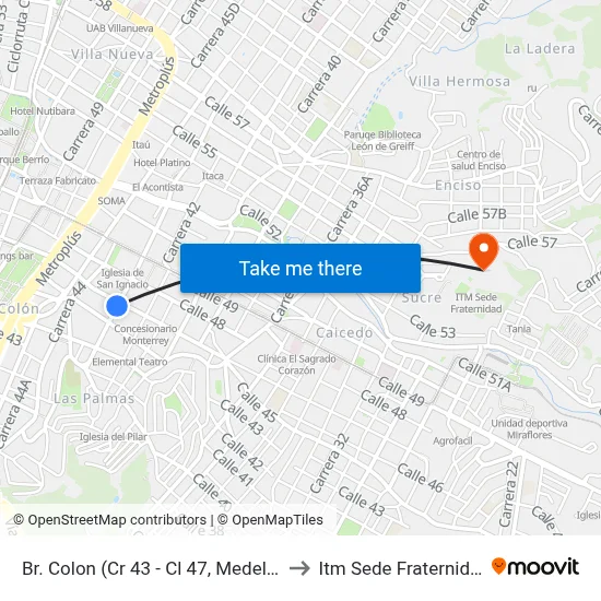 Br. Colon (Cr 43 - Cl 47, Medellín) to Itm Sede Fraternidad map