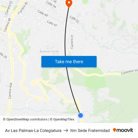 Av Las Palmas-La Colegiatura to Itm Sede Fraternidad map