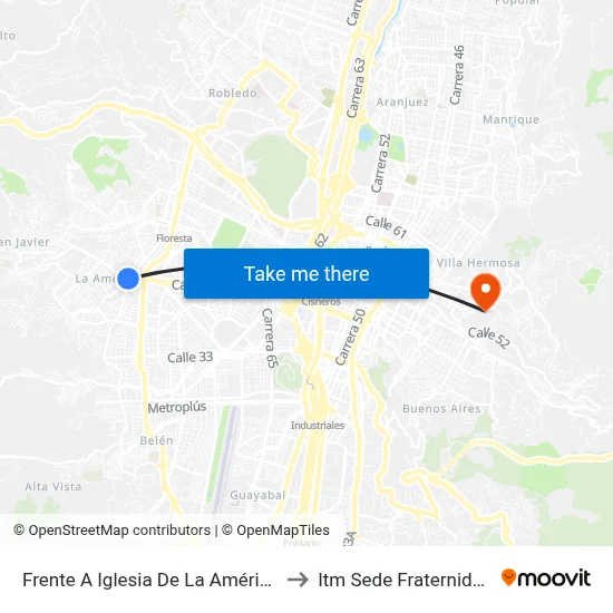 Frente A Iglesia De La América to Itm Sede Fraternidad map
