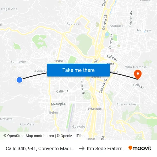 Calle 34b, 941, Convento Madre Laura to Itm Sede Fraternidad map