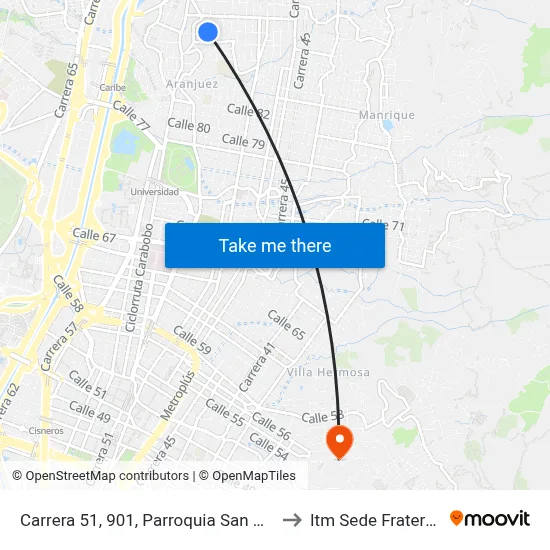 Carrera 51, 901, Parroquia San Cayetano to Itm Sede Fraternidad map