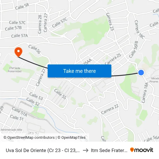 Uva Sol De Oriente (Cr 23 - Cl 23, Medellín) to Itm Sede Fraternidad map
