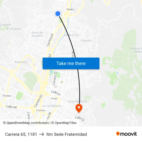 Carrera 65, 1181 to Itm Sede Fraternidad map