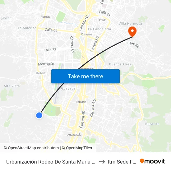 Urbanización Rodeo De Santa María (Cl 9 Sur - Kr 79c, Medellín) to Itm Sede Fraternidad map
