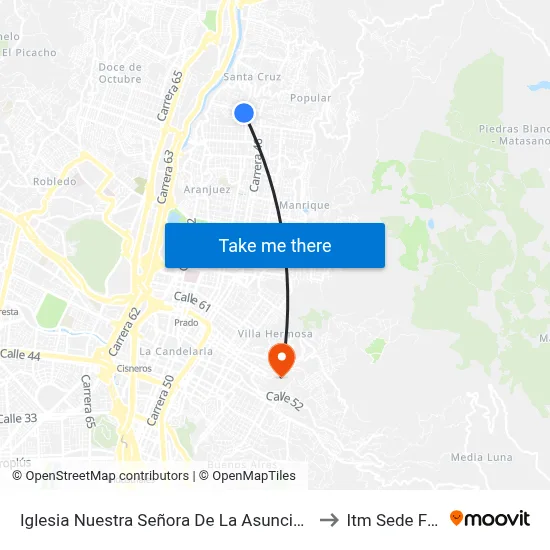 Iglesia Nuestra Señora De La Asunción (Cr 49 - Cl 98a, Medellín) to Itm Sede Fraternidad map