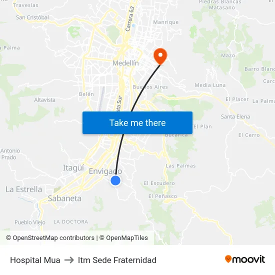 Hospital Mua to Itm Sede Fraternidad map