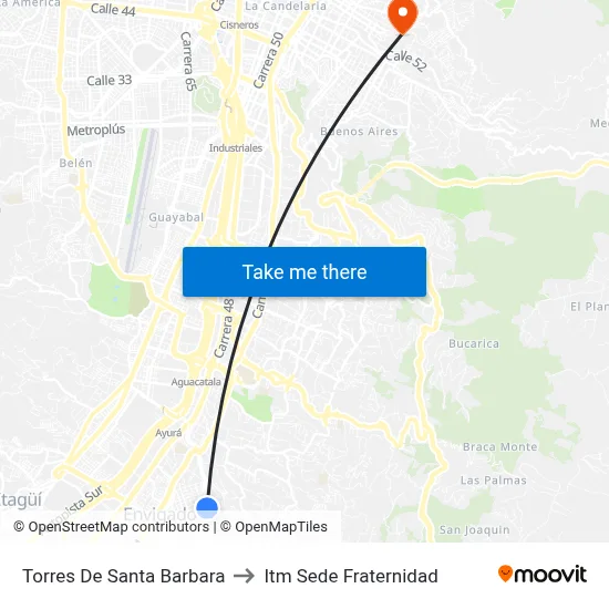 Torres De Santa Barbara to Itm Sede Fraternidad map