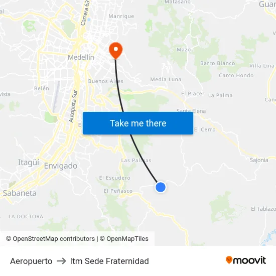 Aeropuerto to Itm Sede Fraternidad map