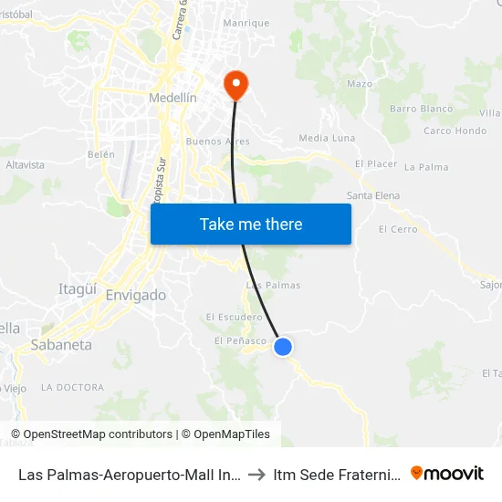 Las Palmas-Aeropuerto-Mall Indiala to Itm Sede Fraternidad map