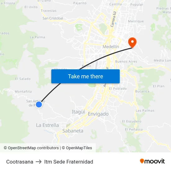 Cootrasana to Itm Sede Fraternidad map