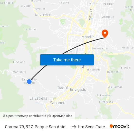 Carrera 79, 927, Parque San Antonio De Prado to Itm Sede Fraternidad map