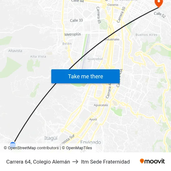 Carrera 64, Colegio Alemán to Itm Sede Fraternidad map