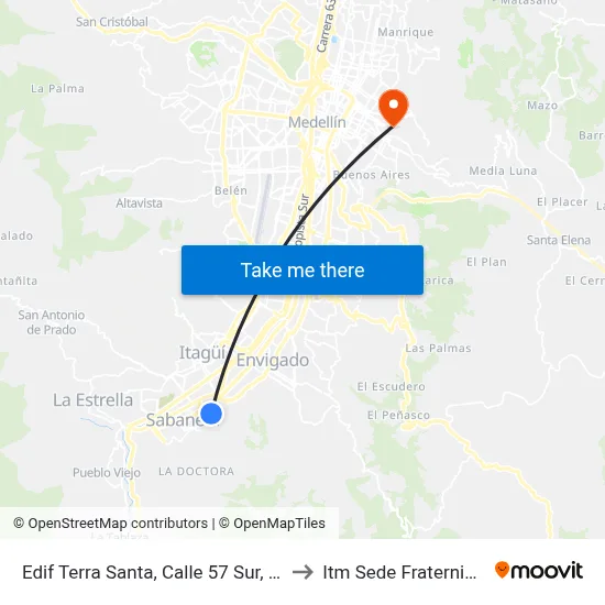 Edif Terra Santa, Calle 57 Sur, 43a to Itm Sede Fraternidad map