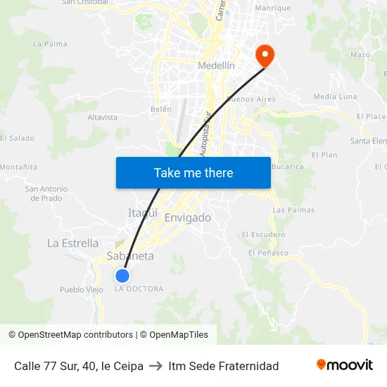 Calle 77 Sur, 40, Ie Ceipa to Itm Sede Fraternidad map