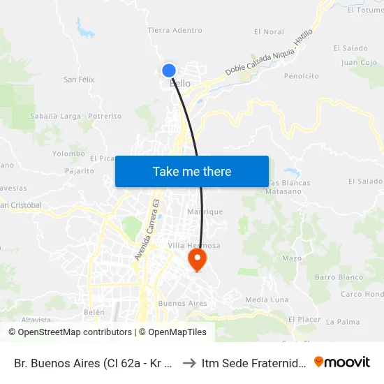 Br. Buenos Aires (Cl 62a - Kr 59) to Itm Sede Fraternidad map