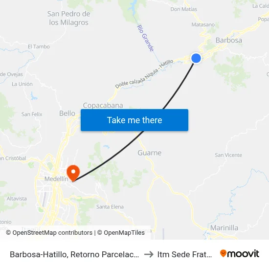 Barbosa-Hatillo, Retorno Parcelación Mercurio to Itm Sede Fraternidad map