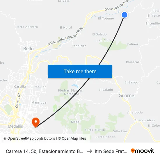 Carrera 14, 5b, Estacionamiento Buses Girardota to Itm Sede Fraternidad map