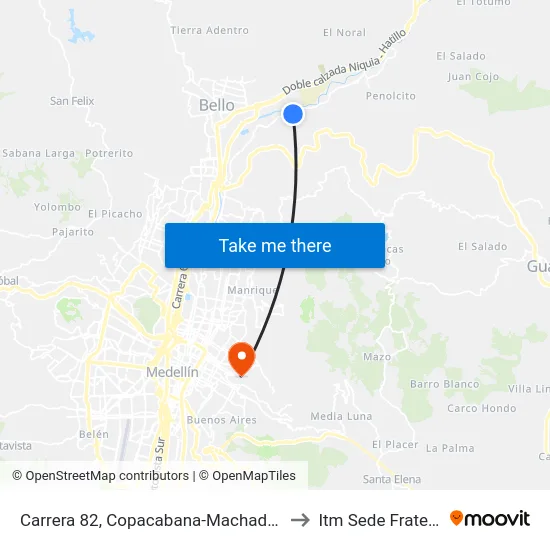 Carrera 82, Copacabana-Machado, Machado to Itm Sede Fraternidad map