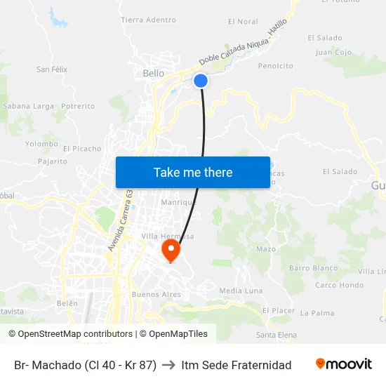 Br- Machado (Cl 40 - Kr 87) to Itm Sede Fraternidad map
