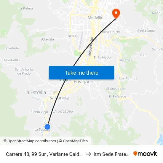 Carrera 48, 99 Sur , Variante Caldas, Le Bon to Itm Sede Fraternidad map