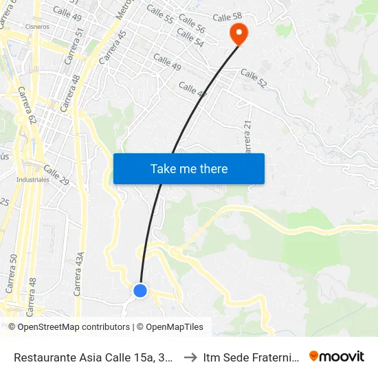 Restaurante Asia Calle 15a, 30232 to Itm Sede Fraternidad map