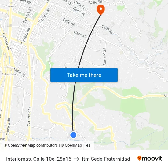 Interlomas, Calle 10e, 28a16 to Itm Sede Fraternidad map