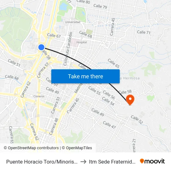 Puente Horacio Toro/Minorista to Itm Sede Fraternidad map