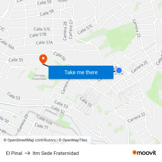 El Pinal to Itm Sede Fraternidad map