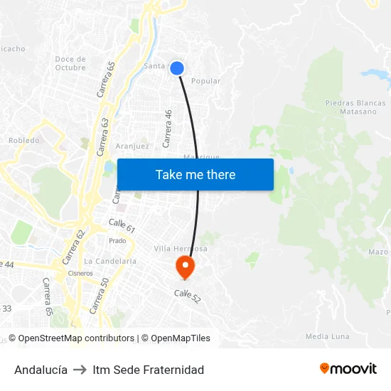 Andalucía to Itm Sede Fraternidad map