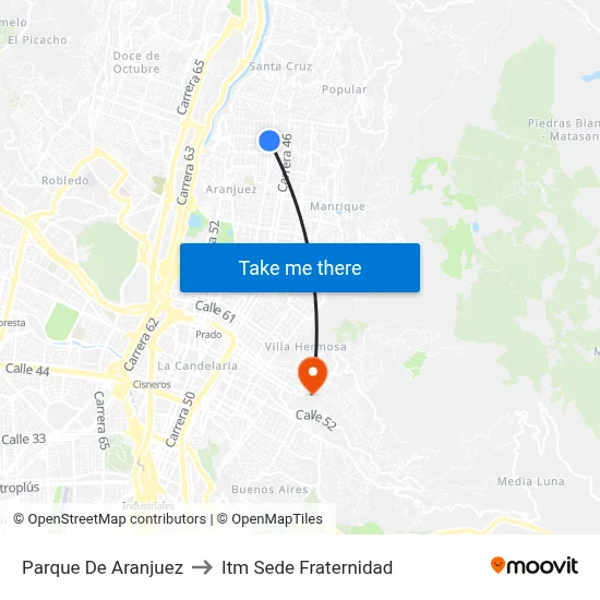 Parque De Aranjuez to Itm Sede Fraternidad map