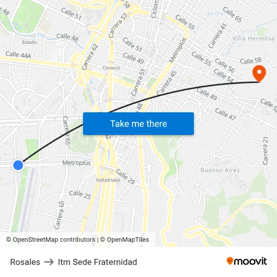 Rosales to Itm Sede Fraternidad map
