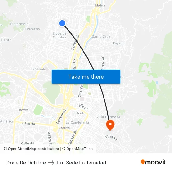 Doce De Octubre to Itm Sede Fraternidad map
