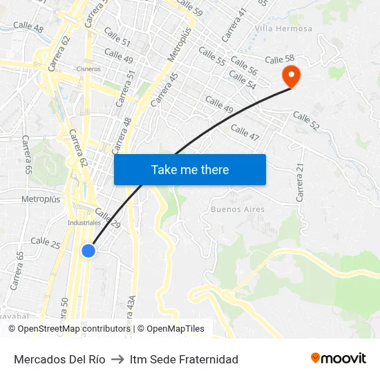 Mercados Del Río to Itm Sede Fraternidad map