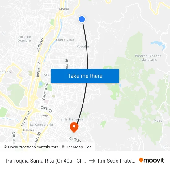 Parroquia Santa Rita (Cr 40a - Cl 21c, Bello) to Itm Sede Fraternidad map