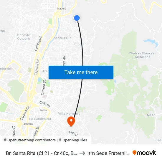 Br. Santa Rita (Cl 21 - Cr 40c, Bello) to Itm Sede Fraternidad map