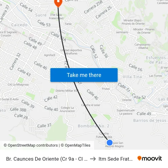 Br. Caunces De Oriente (Cr 9a - Cl 44, Medellín) to Itm Sede Fraternidad map