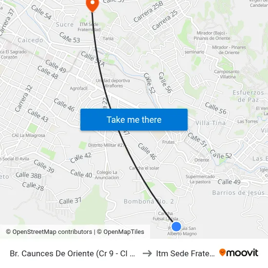 Br. Caunces De Oriente (Cr 9 - Cl 44, Medellín) to Itm Sede Fraternidad map