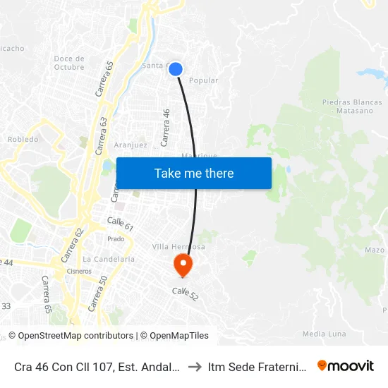 Cra 46 Con Cll 107, Est. Andalucía to Itm Sede Fraternidad map