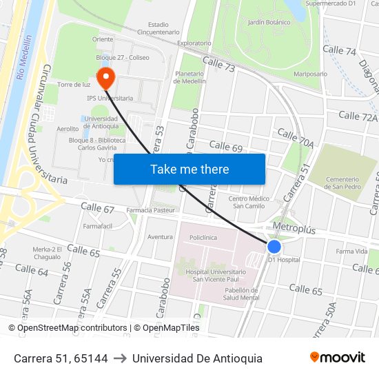 Carrera 51, 65144 to Universidad De Antioquia map