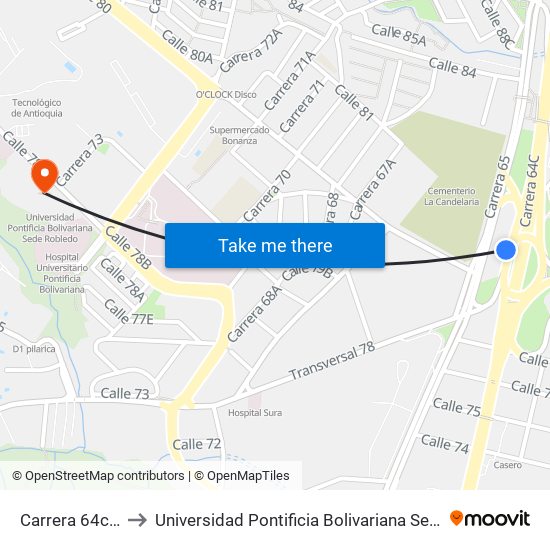 Carrera 64c, 781 to Universidad Pontificia Bolivariana Sede Robledo map