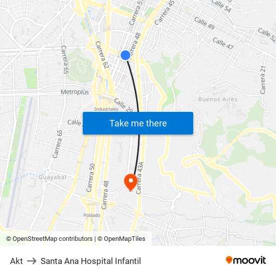 Akt to Santa Ana Hospital Infantil map