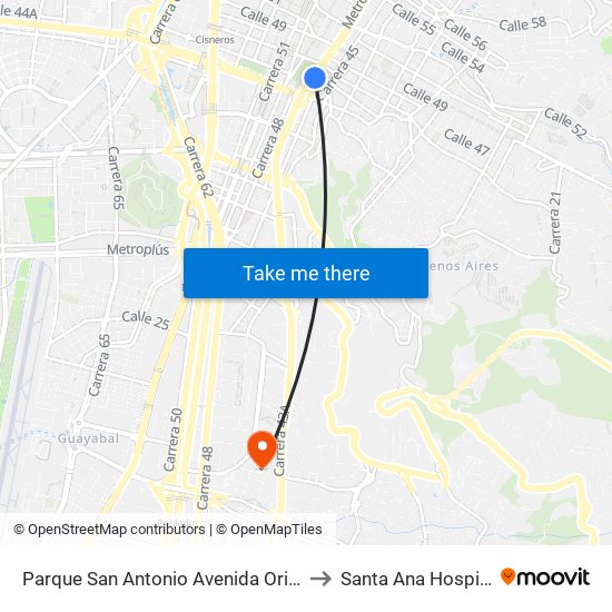 Parque San Antonio Avenida Oriental, 452-45102 to Santa Ana Hospital Infantil map