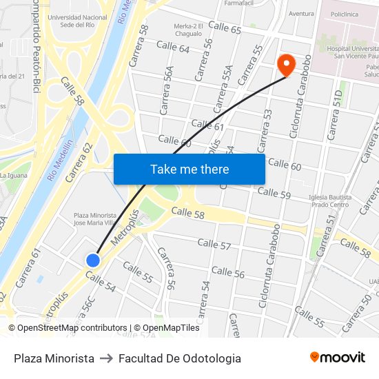 Plaza Minorista to Facultad De Odotologia map