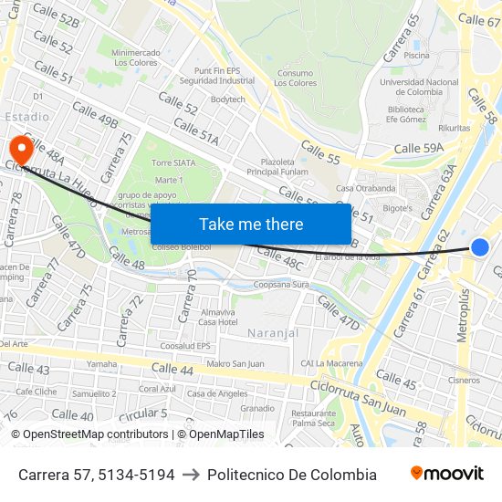 Carrera 57, 5134-5194 to Politecnico De Colombia map