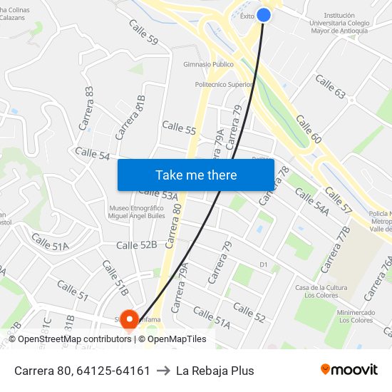 Carrera 80, 64125-64161 to La Rebaja Plus map