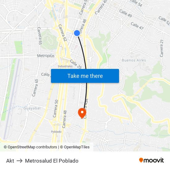 Akt to Metrosalud El Poblado map