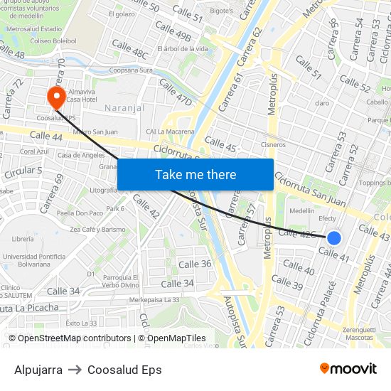 Alpujarra to Coosalud Eps map