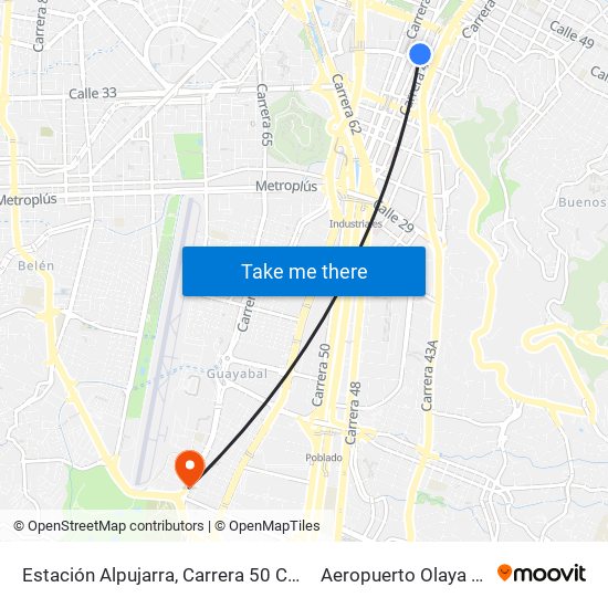 Estación Alpujarra, Carrera 50 Con Calle 41 to Aeropuerto Olaya Herrera map